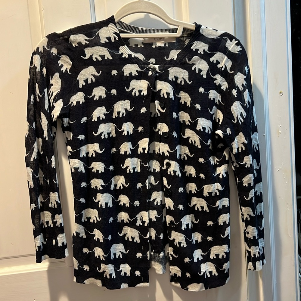 Loft navy elephant cardigan